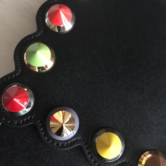 NEW Fendi Calfskin Studded Kan I Shoulder Bag - Picture 5 of 15